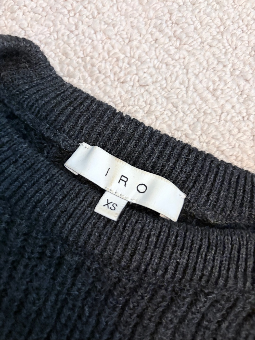 IRO Paris Black Open-Shoulder Merino Wool Long Sweater XS